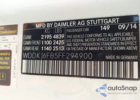 2015 Mercedes-Benz E 400 z USA, uszkodzony, nr VIN WDDKJ6FB5FF294900